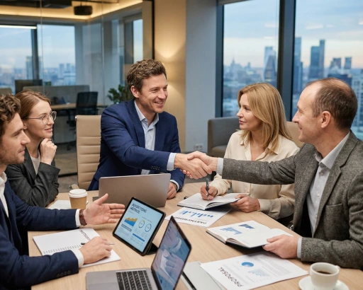 Investisseurs internationaux et chefs d'entreprise discutant d'un partenariat