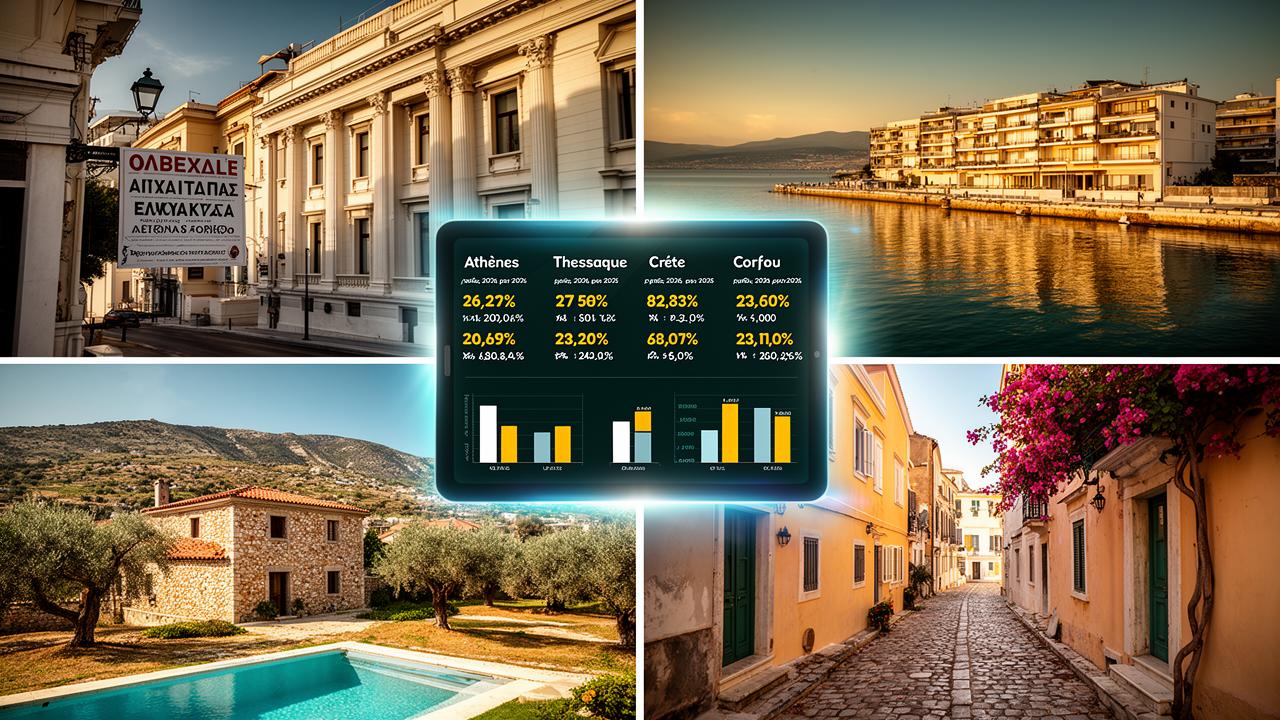 Prix de l’immobilier en Grèce en 2026 : comparer Athènes, Thessalonique, Crète et Corfou