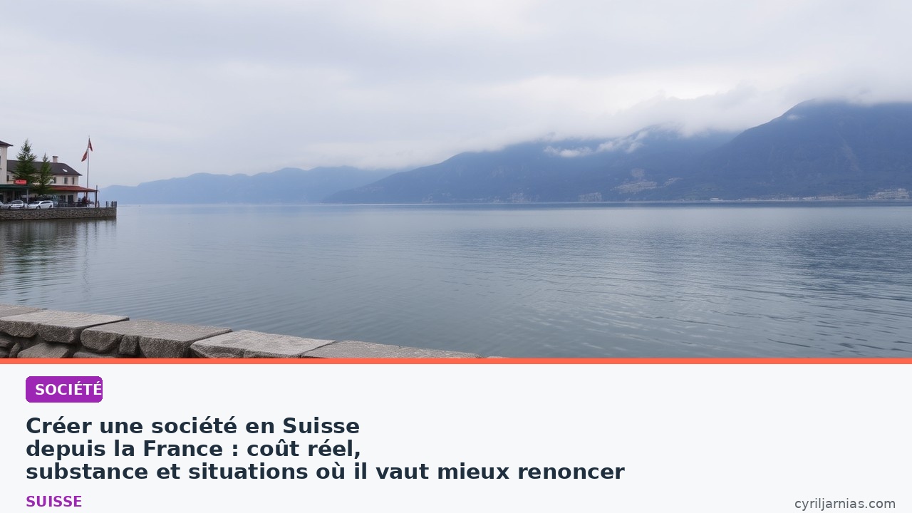 Créer une société en Suisse depuis l’étranger en 2027 : coût réel, substance, direction effective et situations où il vaut mieux renoncer